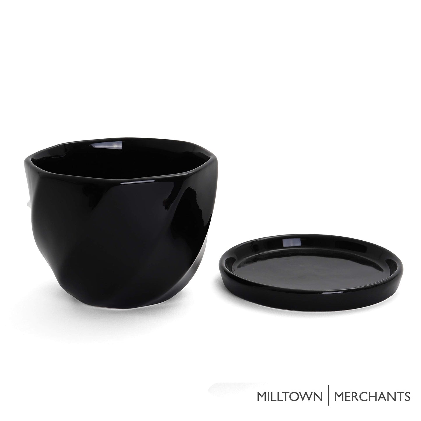 Milltown Merchants Black Planter Set - Indoor and Outdoor Plant Pot - Contemporary Ceramic Planter - Textured Planter Flower Pot Set (Twisted/Black)