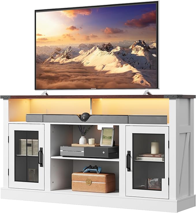 WLIVE Farmhouse TV Stand for 65 Inch TV, Tall Entertainment Center