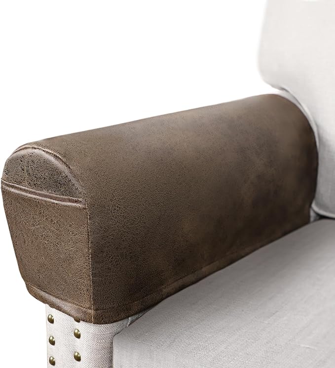 ANARACHON Leather Look Couch Arm Covers Set of 2 Armrest Covers