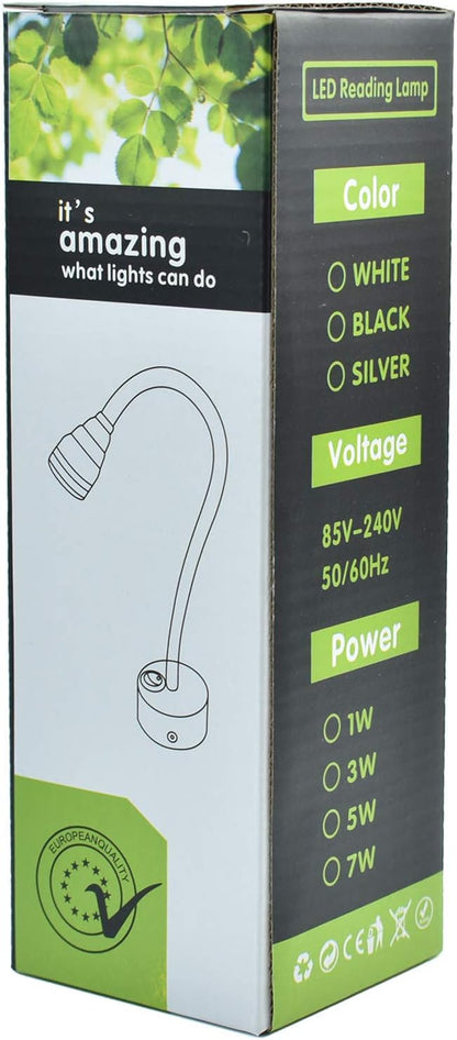 Black Bed Reading Lamps Sconce Wall Mounted Working Focus Light Bedside Headboard Flexible Gooseneck Corded Home Hotel use