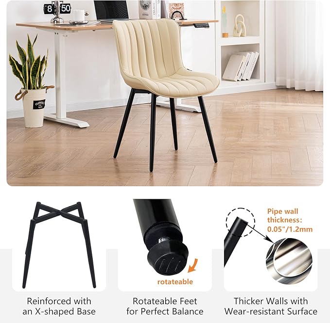 YOUNUOKE Mid-Century Modern Dining Chairs Set of 2, Armless Accent Chair