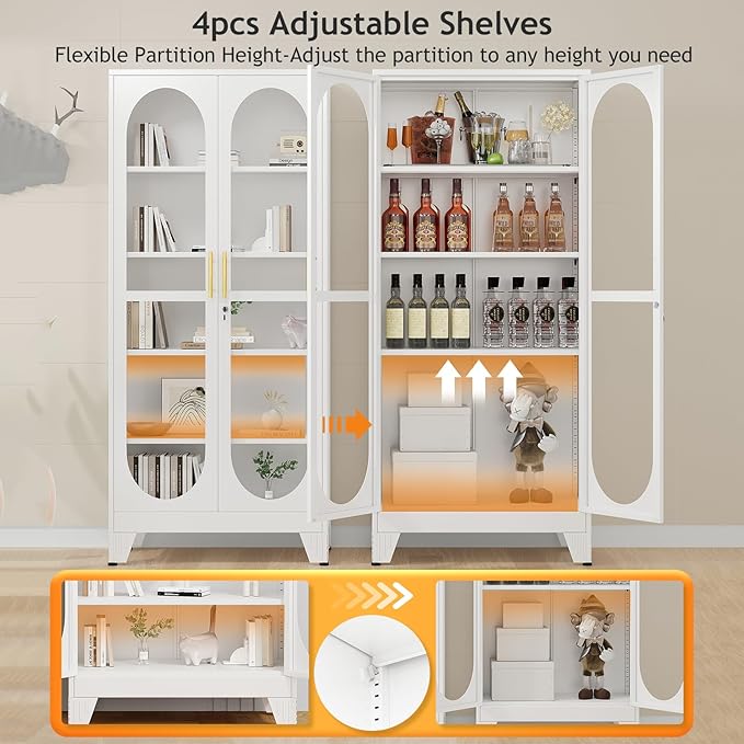 PAOFIN 71" H Locking Display Cabinet