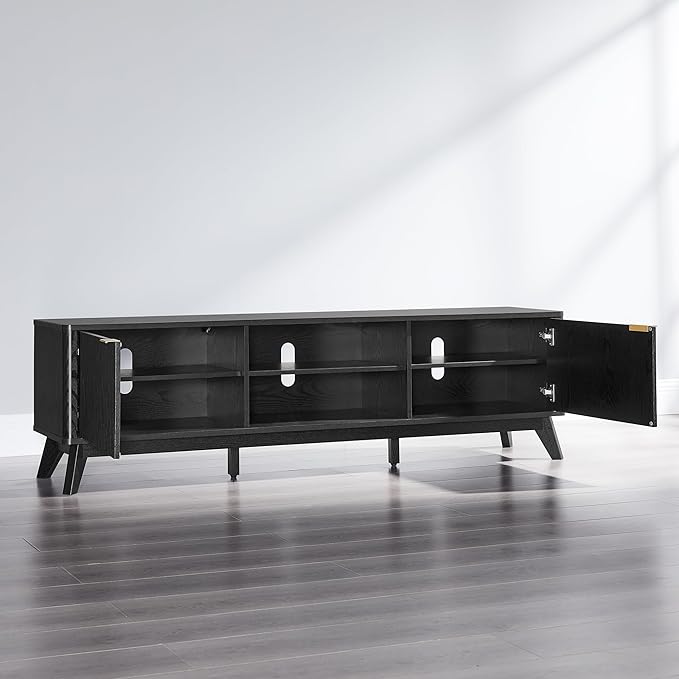 OKD 70" Mid Century Modern Fluted TV Stand, Entertainment Center, Media Console