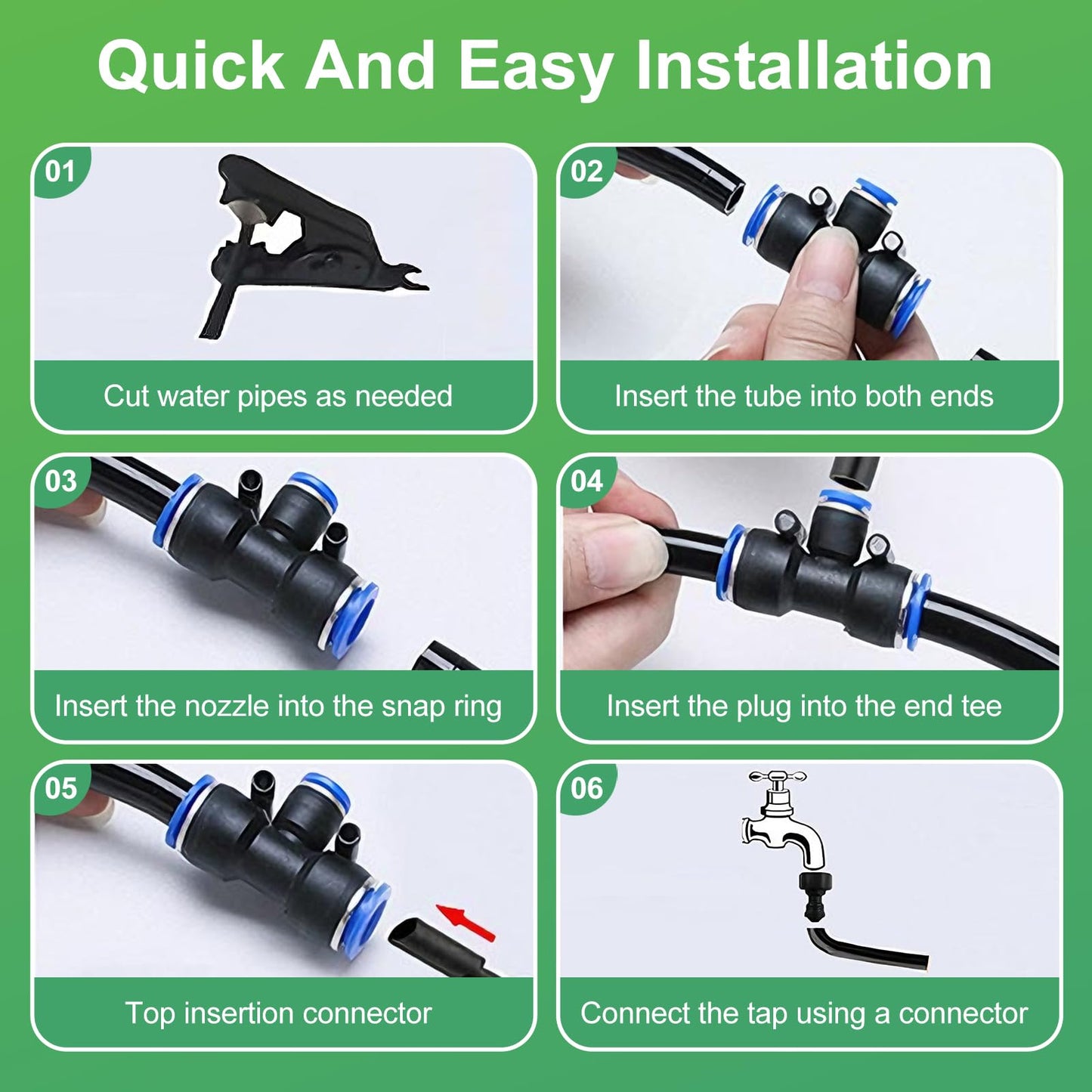 360° Adjustable Drip Irrigation System-50FT Garden Watering System with 16 Brass Nozzles,Irrigation System for Garden/Yard/Lawn,Greenhouse Accessories, 5/16" Tubing Garden Irrigation System