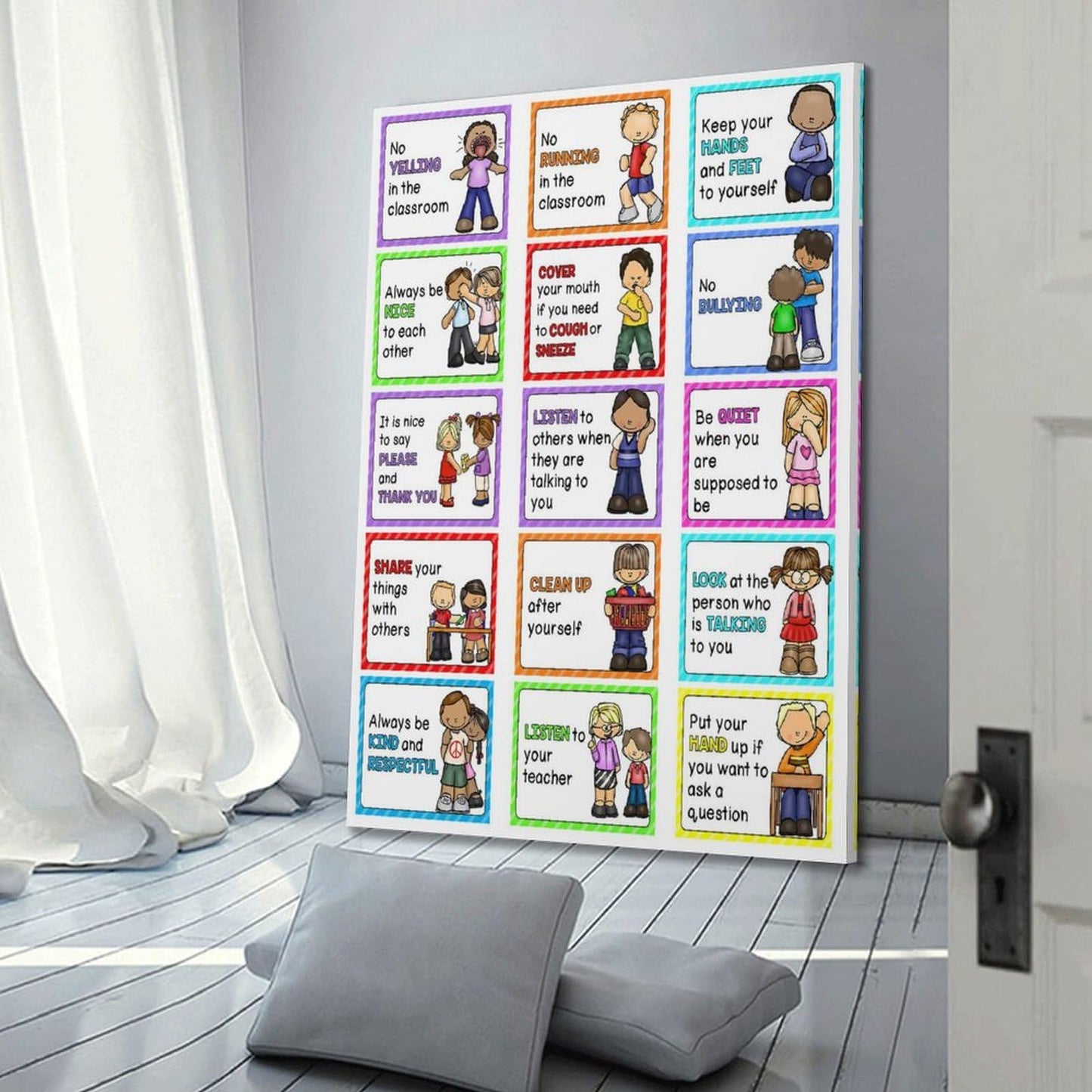 Classroom Rules Educational Posters for Preschool, Home, Middle And High School Classroom Poster Poster for Room Aesthetic Posters & Prints on Canvas Wall Art Poster for Room 16x24inch(40x60cm)