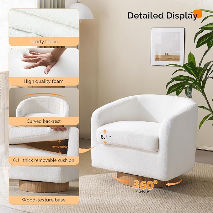VINGLI 360°Swivel Accent Chair