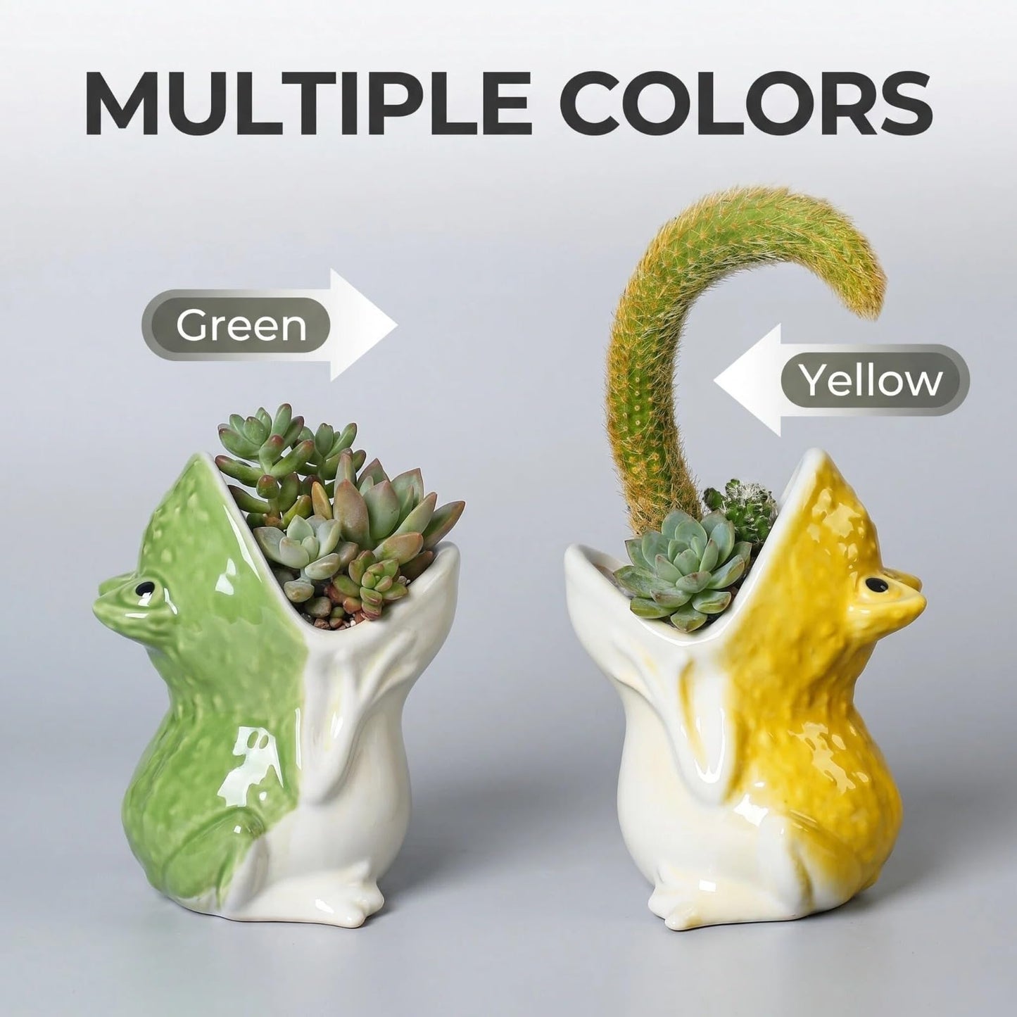 SUSOYAOCHEN Cute Animal Ceramic Succulent Plant Pots, Aloe Cactus Indoor Outdoor Small Bonsai Planter Flowerpot Use for Home Garden Decoration,Plants Not Included (Yellow)