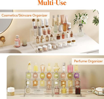 Lifewit Perfume Organizer, Bedroom Decor, Cologne Cupcake Stand, Tool-Free Assembly, Makeup Display Shelf for Vanity Bathroom Counter Storage, Clear, 30 cm/12", 2 Pcs