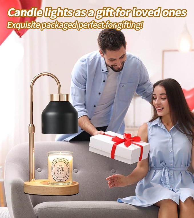 MEIXISUE Candle Warmer Lamp with Dimmer and Timer,Home Decor Lamp for Scented Jar,Electric Wax Melt Warmer,Mother's Day/Birthday for Mom/Wife,Adjustable Height,with 2 Bulbs