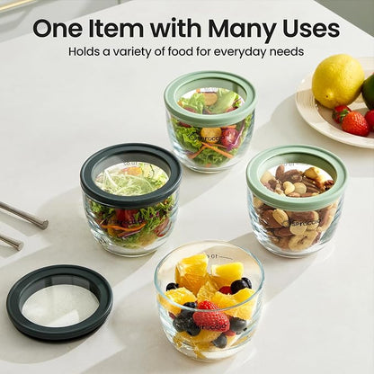Glass Meal Prep Bowls Set - Leakproof Lids,13 oz (4-Pack Green) Perfect for Meal Prepping, Portion Control, and On-the-Go Lunches BPA-Free