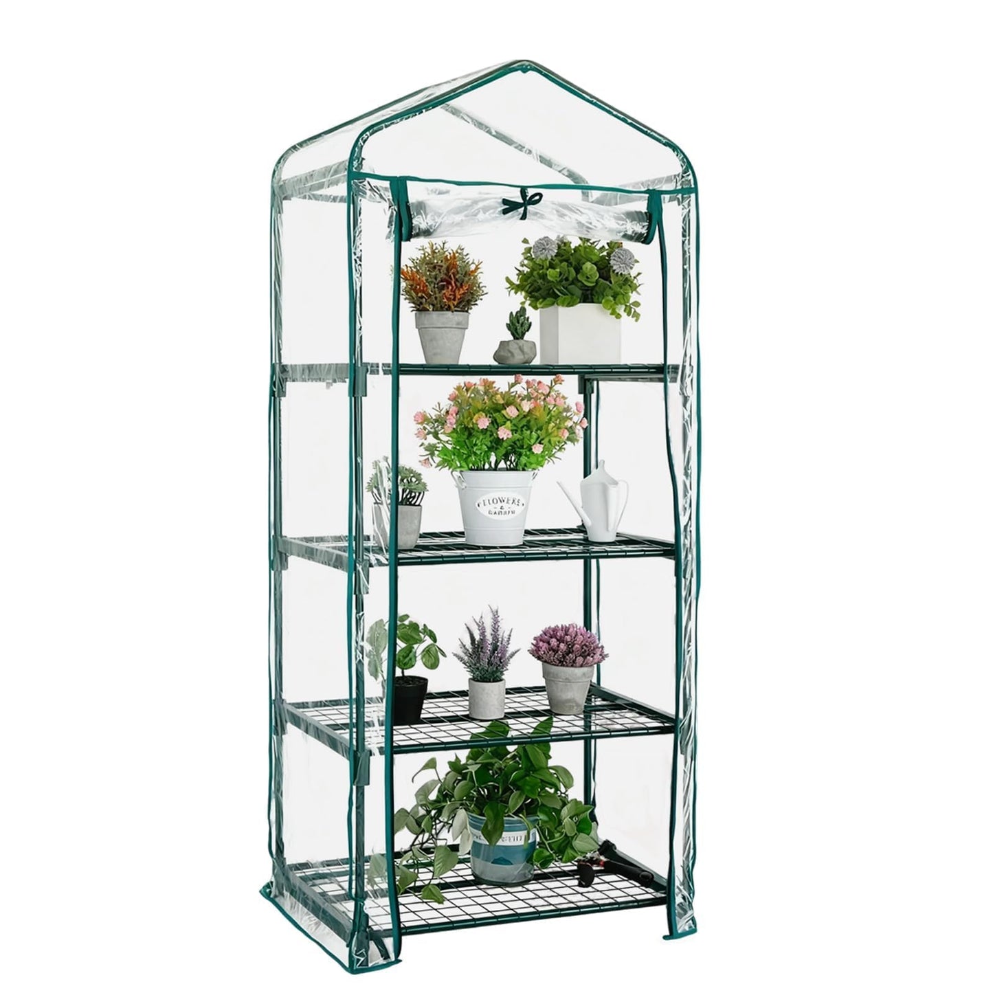 Kelived Mini Greenhouse for Indoor Outdoor, Small Plants Green House with 4 Tier Shelves, Portable Plastic Greenhouses with Transparent PVC Cover for Garden Backyard Patio Balcony Porch