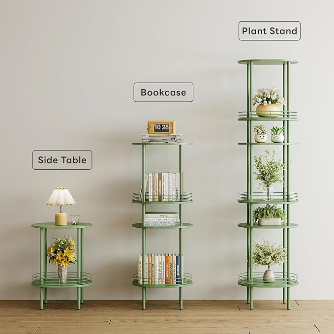 Green Side Table Set of 2, Small Modern Round Side Table