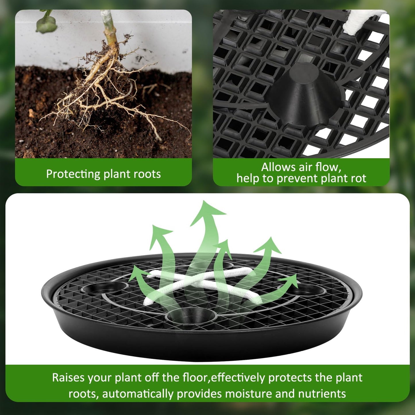 COZYDIG 4 Pack Self-Watering Base for Fabric Pot,Auto-Irrigation Water Delivery System,14Inch Plastic Plant Saucer Stand for for Indoor-Outdoo and Grow Tents Greenhouses