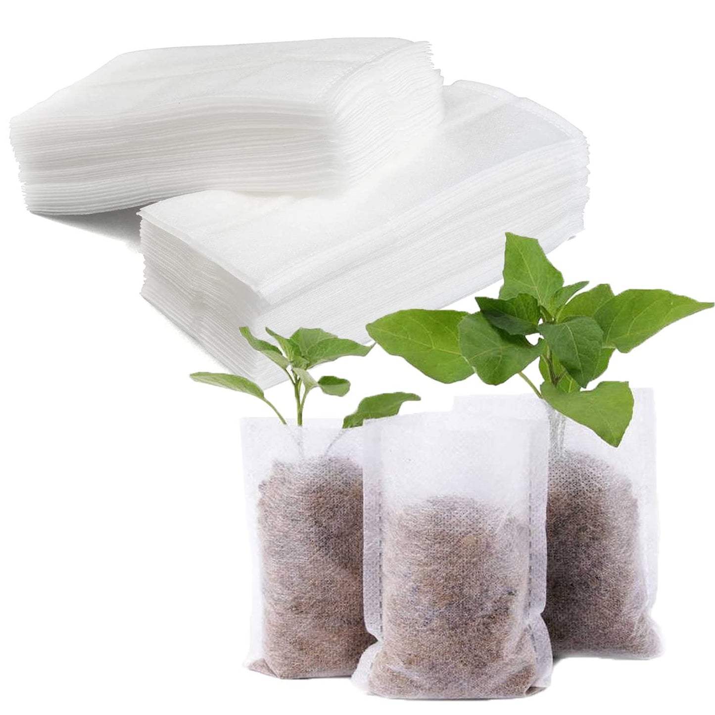 Tarklanda 100pcs Grow Bags,Biodegradable Non-Woven Plant Nursery Bags Plant Fabric Seedling Pots Bags Plants Home Garden Supply (7.8 * 11.8)