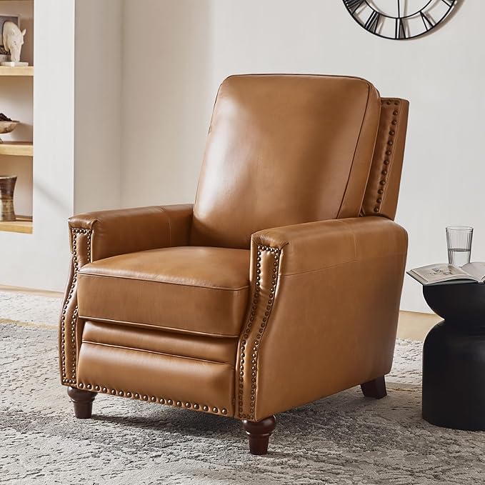 HULALA HOME Genuine Leather Manual Recliner Chairs Set of 2