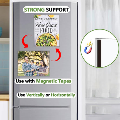 20 Pcs Wall Sign Holder 8.5"x11" Magnetic Sign Holder, Rigid Print Protectors with Adhesive & Magnetic Tapes, Wall Mount Plastic Paper Holder for Office Store Home Window Display (Clear)