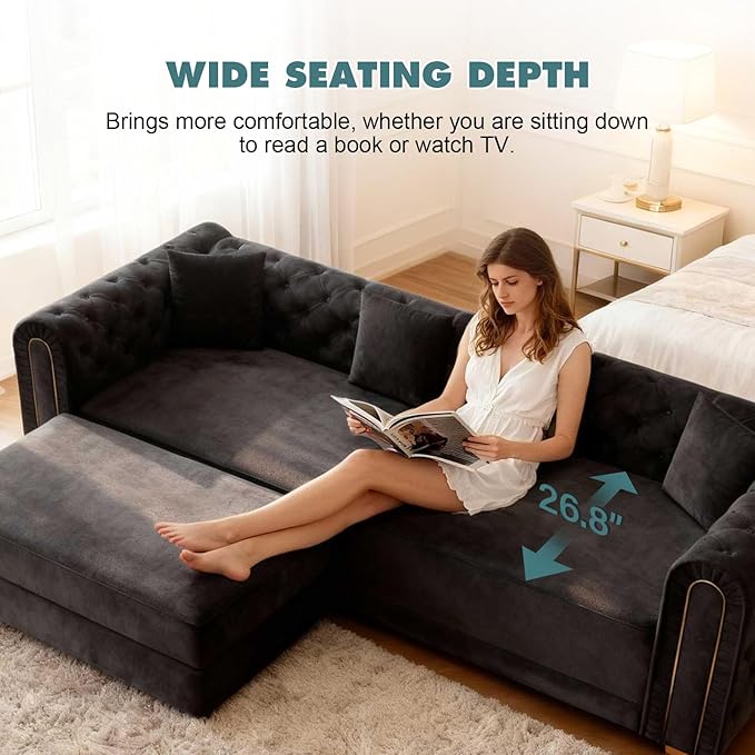 90.6'' Velvet Folding Floor Sofa Bed
