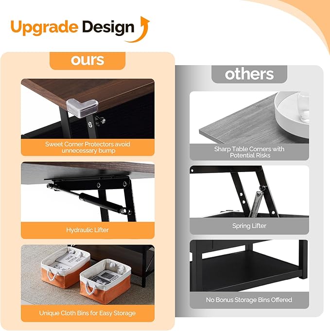 VINGLI 36" Lift Top Coffee Table