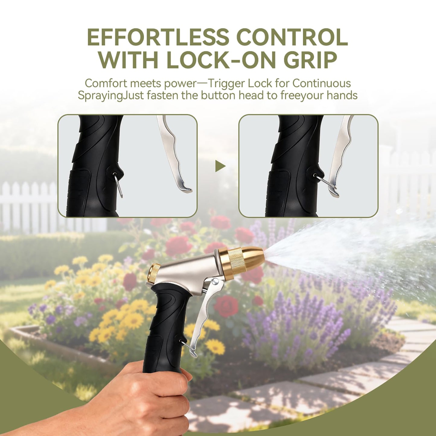 High pressure garden hose nozzle spray，Leak-Proof heavy metal water gun, watering plants and lawn, car washing, yard and pets (Soft Rubber Comfort Grip)