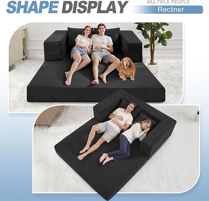 Futon Sofa Bed with Pillow, 3-in-1 Sleeper Sofa Bed with Removable Cover