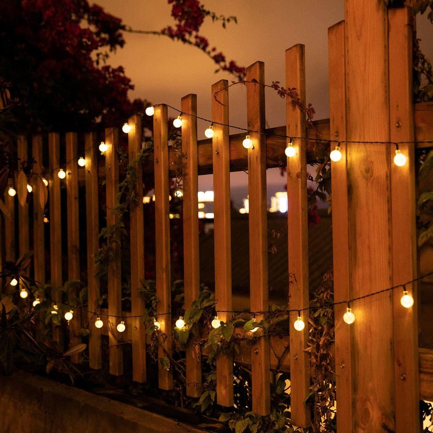 Solar String Lights Outdoor 60 LED 36FT with 8 Lighting Modes, Waterproof Solar Powered Crystal Globe Patio Lights for Garden Yard Porch Wedding Party Decor (Warm White)
