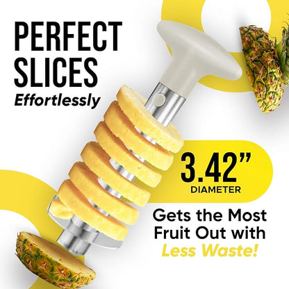Zulay Kitchen Pineapple Corer and Slicer Tool - Stainless Steel Pineapple Cutter for Easy Core Removal & Slicing - Super Fast Pineapple Slicer and Corer Tool Saves you Time (Ivory)