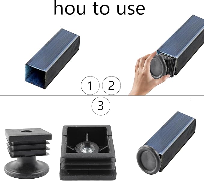 8Pcs Adjustable Leveling Feet 38 x 38mm Square Insert Kit Furniture Glide