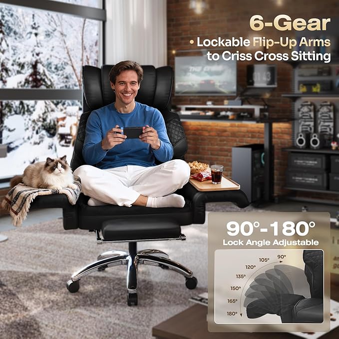 Ergonomic Office Chair with Footrest, Criss Cross Legged Desk Chair with
