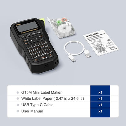 SUPVAN G15M Mini Portable Label Maker Machine with Tapes, Rechargeable 1200mAh Battery Thermal Transfer Printer, Compatible with Multi-Type Label, Home, Garage, Office & Outdoor