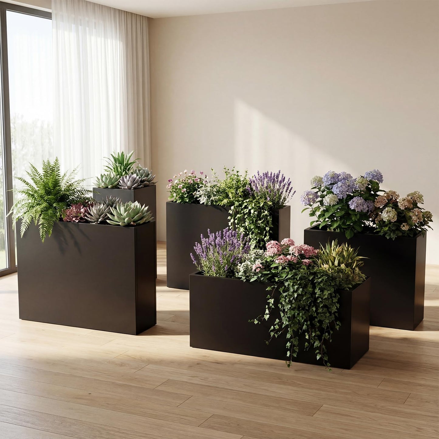 Baotree Metal Planter Box for Outdoor, Garden Planter Spliced Flower Pot with with Removable Insert Shelf, Rust Resistant for Indoor Outdoor Patio Porch Commercial Residential-30 x 14" x 14"