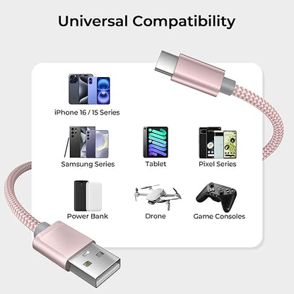 Basesailor for Kindle Fire HD 2024 USB Type C Charger Cable 6.6FT 2Pack,Charging Cord for Fire HD 7 2022 12th,10 9th 2019,8 10th 2020,Paperwhite 11th 2021 Generation,A03s,A51,A52,A53,Apple 17 Air 16 e