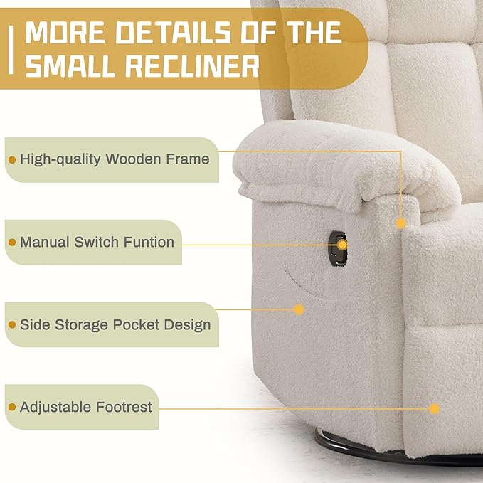 Korser Recliner Chair, Swivel Rocker Recliner Chair