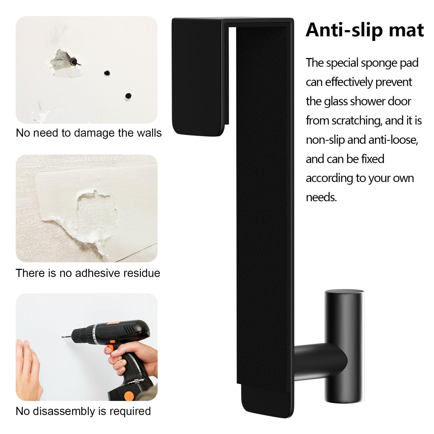 WUIVIUT T-Shaped Over Door Hooks - Fits Wooden & Metal Doors Less Than 1.77" Wide,Door Hanger for Office,Bedroom Heavy-Duty Stainless Steel Doors(T Shape 2 Pack, Fits 1-3/4'' Thick)