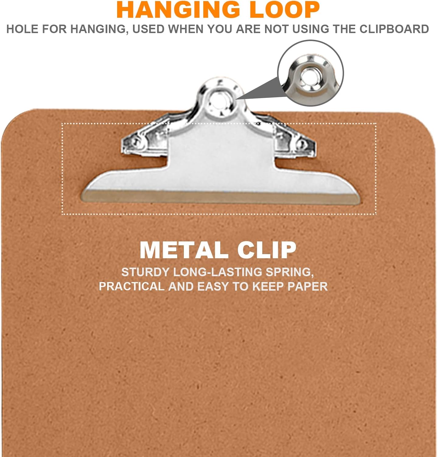 HERKKA 6 Pack Hardboard Office Clipboards - A4 Letter Size, ECO Friendly