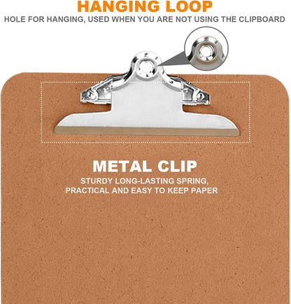 HERKKA 6 Pack Hardboard Office Clipboards - A4 Letter Size, ECO Friendly