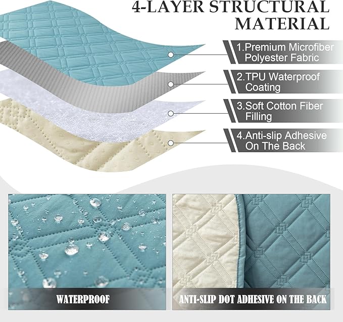 Genina L Shape Couch Cover, Sectional Couch Chaise Covers, Waterproof Washable