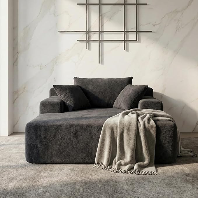 Sytopia Chaise Lounge with Armrests, Oversized Sofa Bed with 3 Pillows