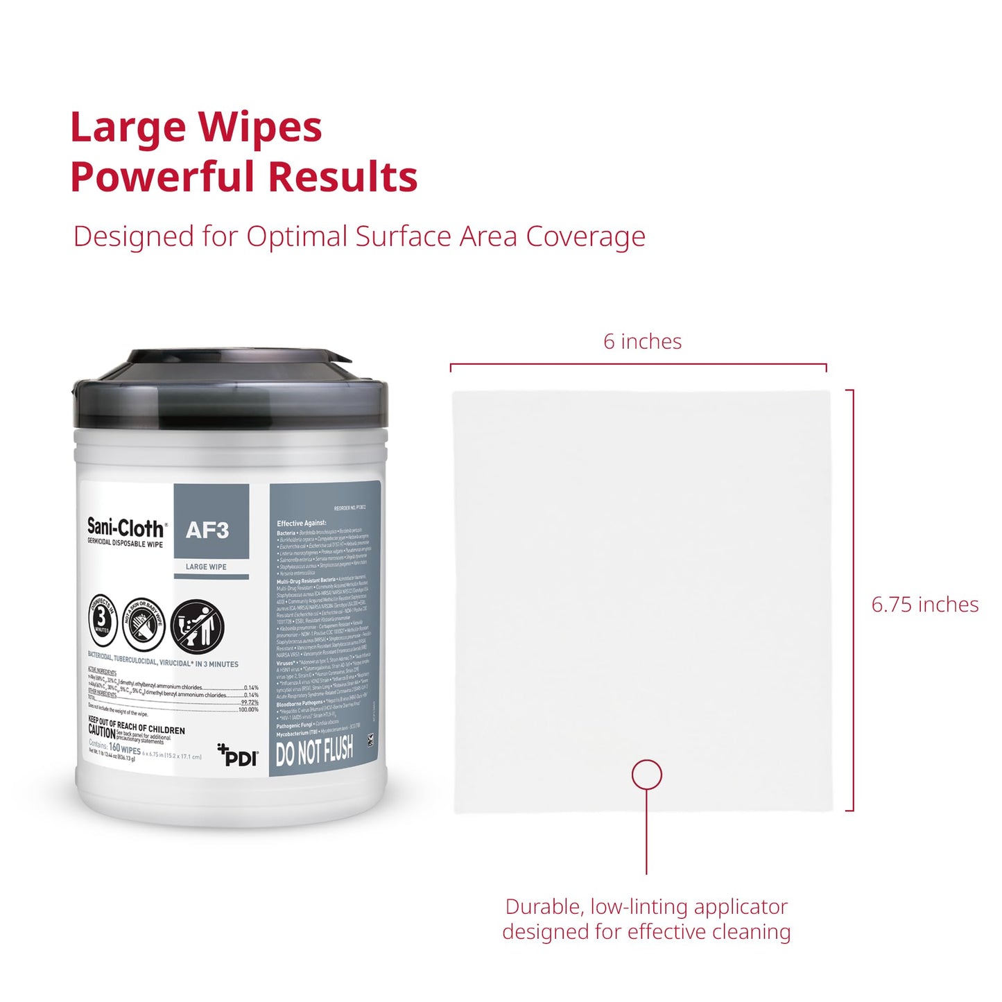 Sani-Cloth AF3, Surface Disinfecting Wipes, Fragrance Free, Alcohol-Free, Large Canister, 160 Wipes