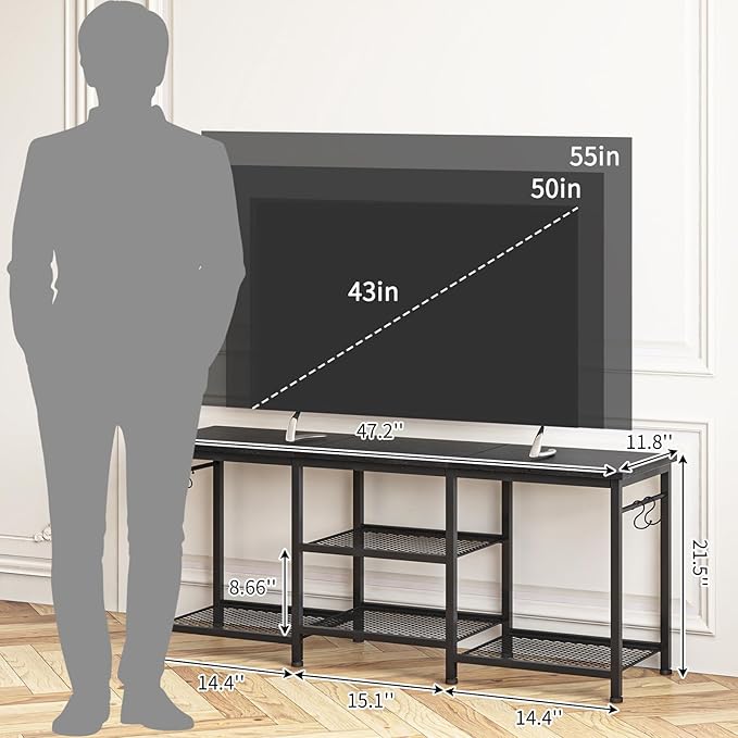 YGEOMER TV Stand for TVs Up to 55 Inch, Entertainment Center for Living Room