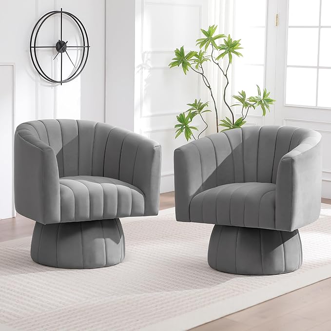 Swivel Accent Barrel Chair, Cute Comfy Small Round 360° Arm Chair. Velvet Sofa
