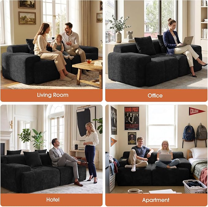 83.5" Boneless Loveseat Couch, Cloud Comfy Couches