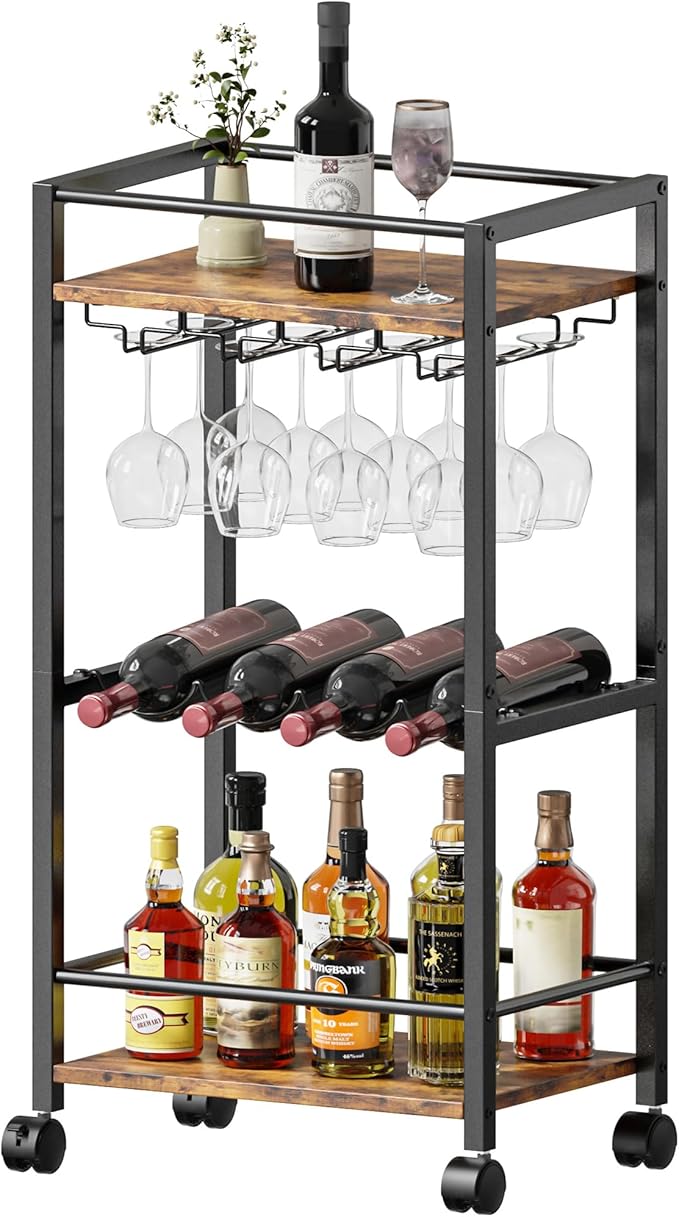 Bar Cart, Home Bar Serving Cart, Mobile Kitchen Carts
