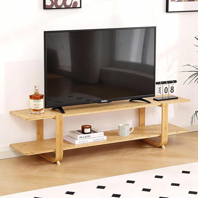 Tiita Bamboo TV Stand for 55 Inch TV, Entertainment Center
