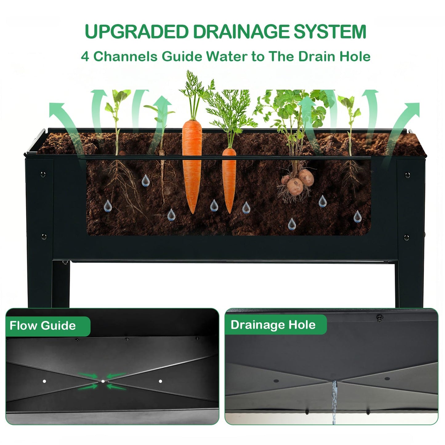 FOYUEE 31.5" Tall Raised Garden Bed with Wheels, Extra 15.7" W Planter Box (400 lbs Loads) with Storage Shelf & Handle,Heavy Duty Metal Garden Planter for Vegetables, Herbs & Flowers, Patio & Balcony