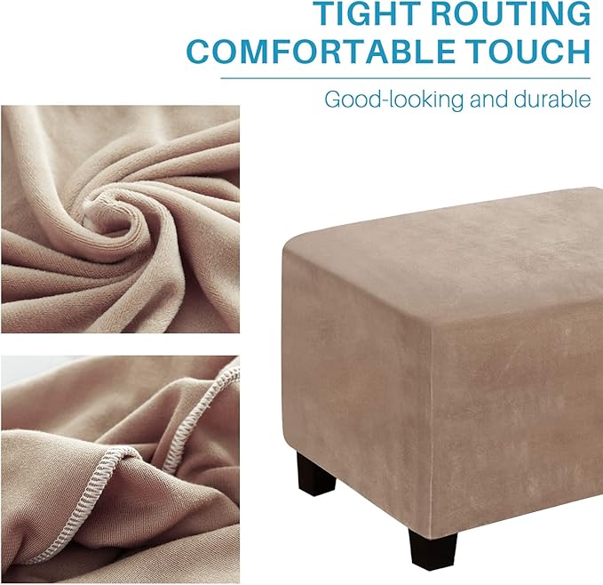 Ottoman Cover, Stretch Rectangle Velvet Ottoman Slipcovers of Foot Stool