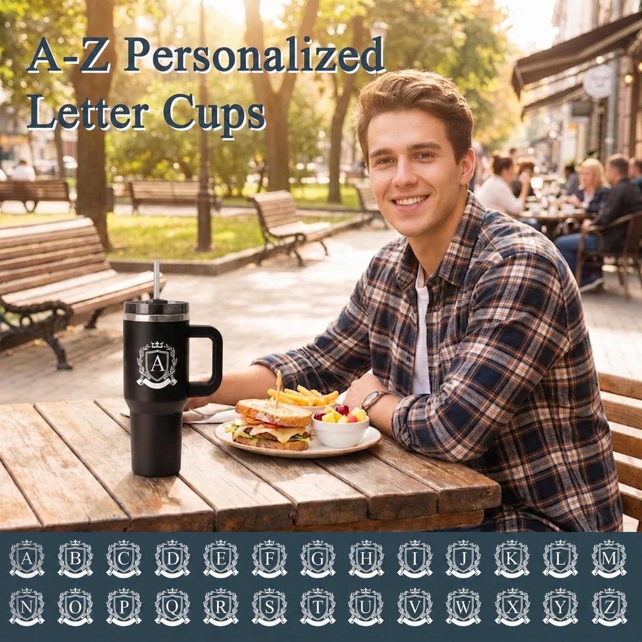 Initial 40 Oz Tumbler with Handle Lid Insulated Travel Cup Men Happy Retirement Gifts 2024 Cool Personalized Funny Best Unique Police Doctors Military Teacher Army Librarian Air Force Golf, S