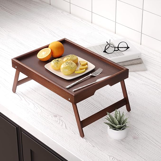 Fibogollo 2 Pack Bamboo Bed Tray Table