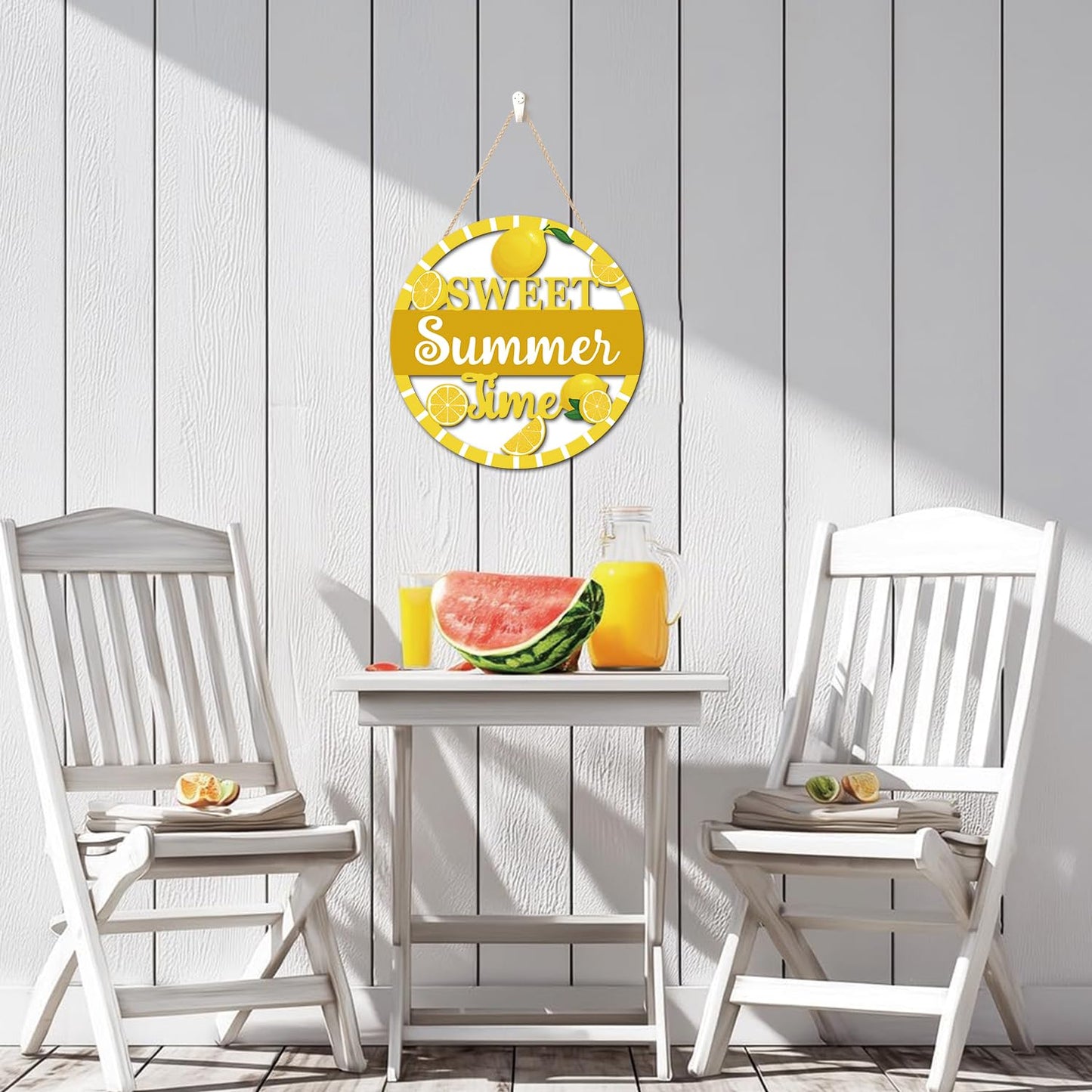 HOURIA 3D Lemon Wooden Door Sign,Sweet Summer Time Welcome Wreath Sign Front Door Decor,Summer Lemon Decorations for Home Kitchen Classroom,11.4"X11.4"