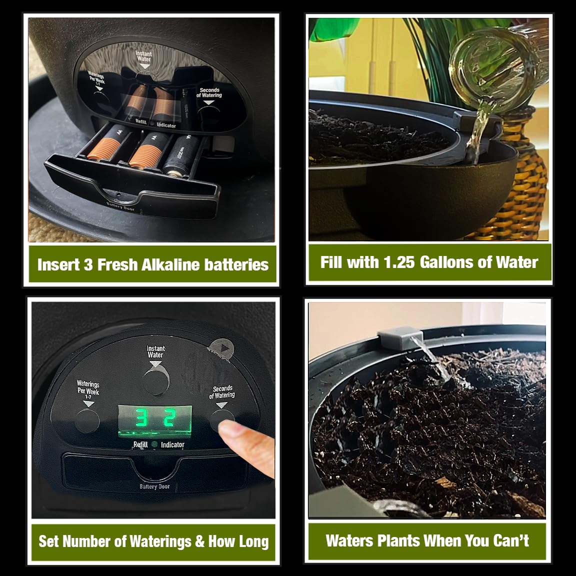 LAEBUILD Motorized Self Watering Plant Pots for Indoor Plants, 1.25 Gallon Automatic Planter with Programmable Pump, LED Indicator for Office Decor & Gardening