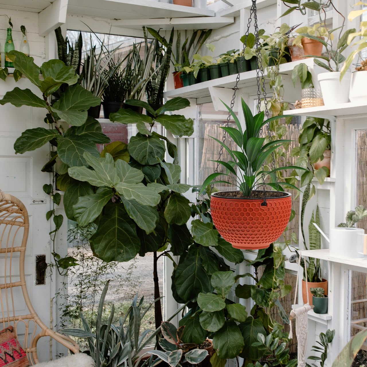 BESPORTBLE Hanging Planters Plastic Flower Pots 6.5 Inch Decorative Hanging Basket for Indoor Outdoor Balcony Plant Pot Decor